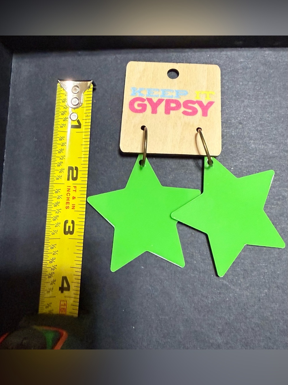 Neon Green Star Drop Earrings